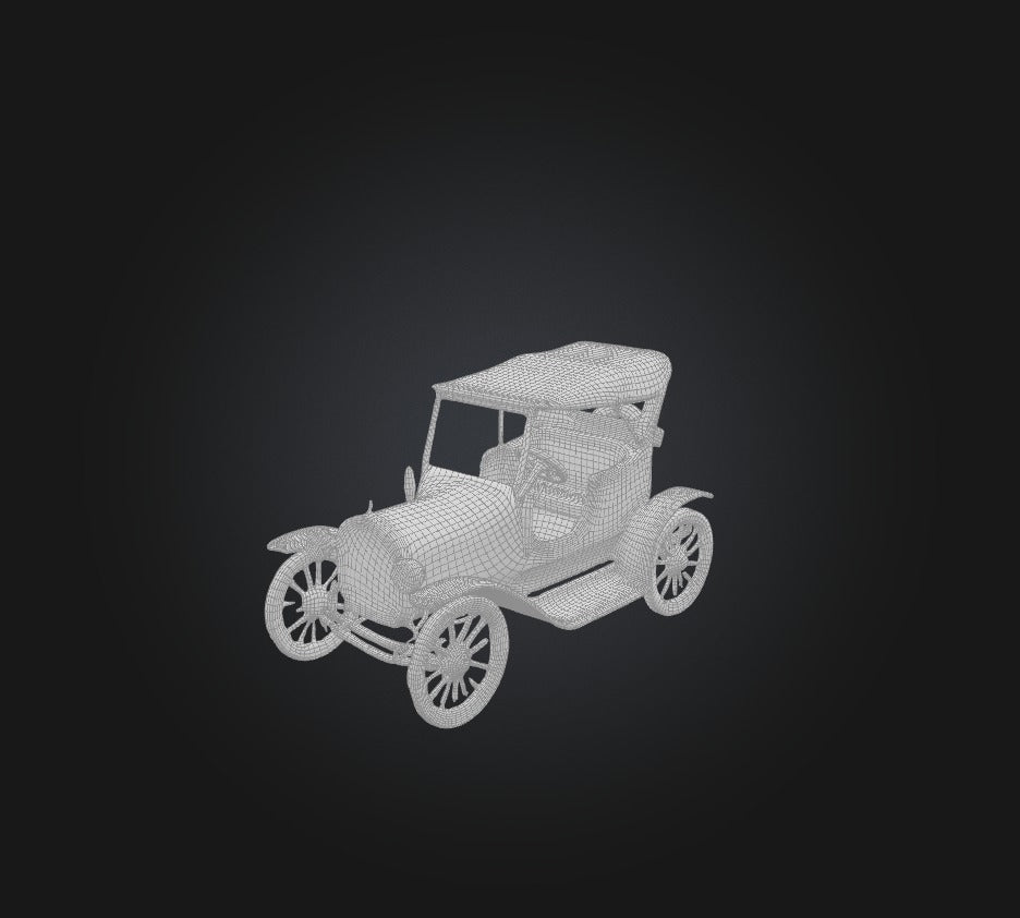 3D model antique car VR / AR / low-poly