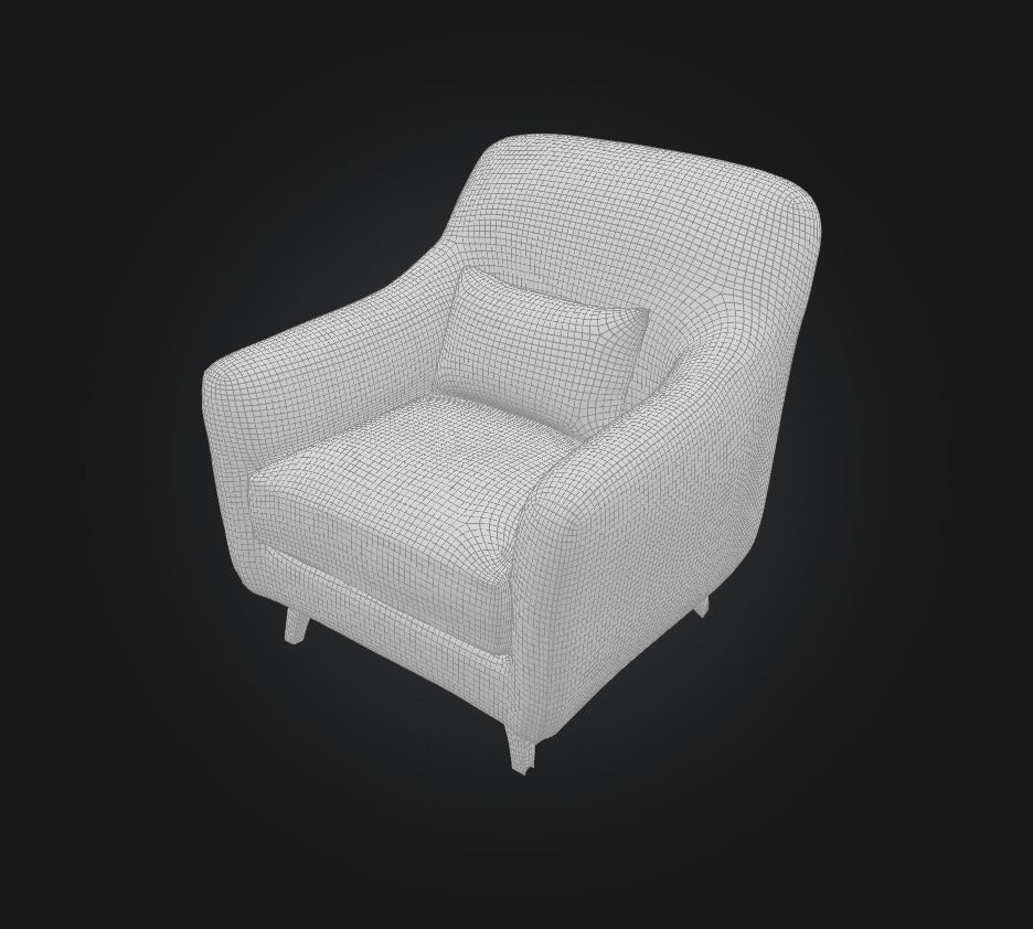 3D model armchair VR / AR / low-poly