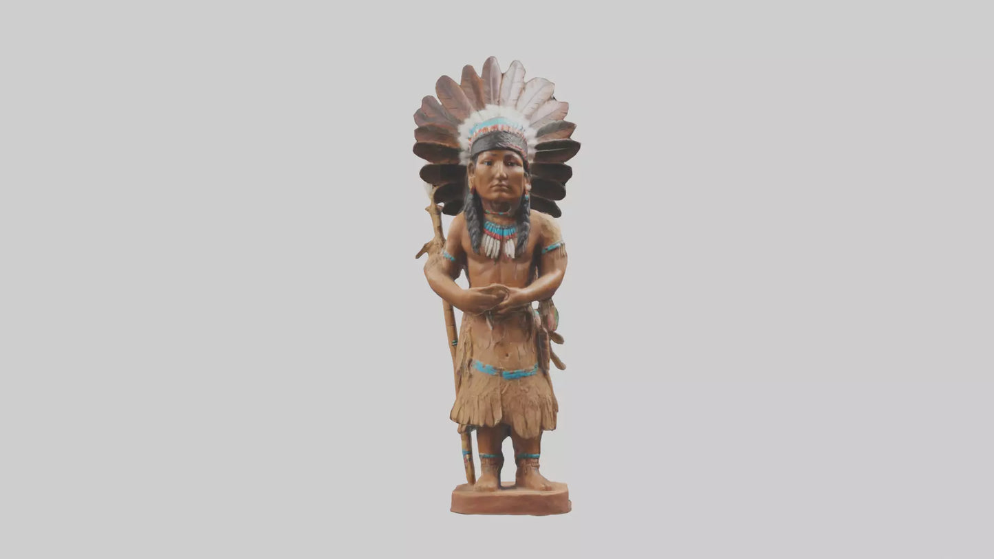 3D model ative American statue model VR / AR / low-poly
