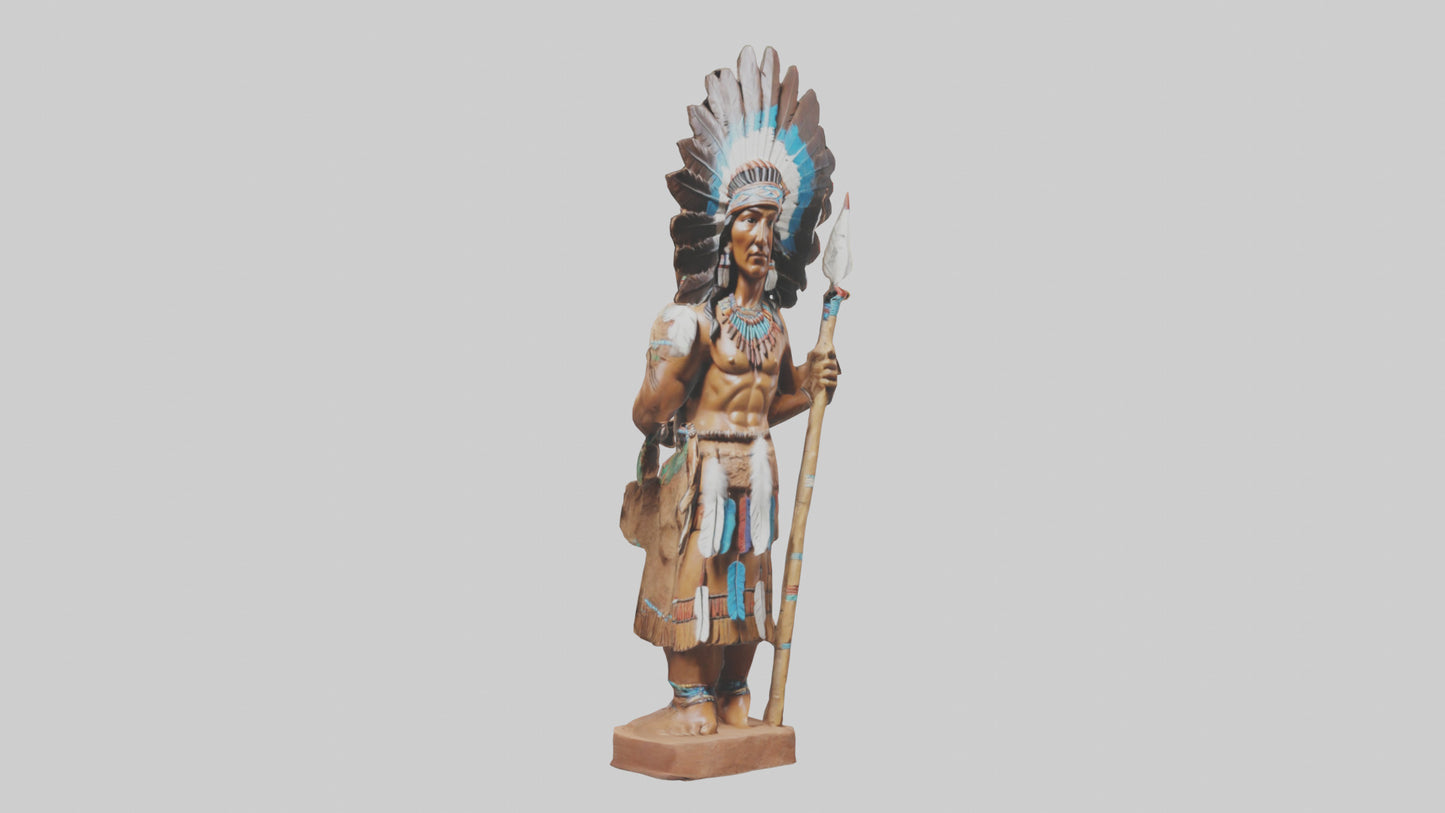 3D model ative American statue model VR / AR / low-poly