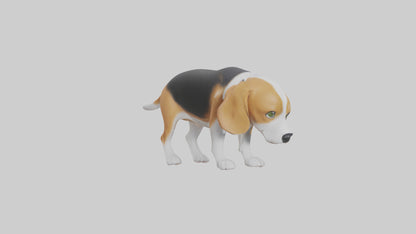 3D model Beagle dog sniffing ground model VR / AR / low-poly