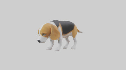 3D model Beagle dog sniffing ground model VR / AR / low-poly