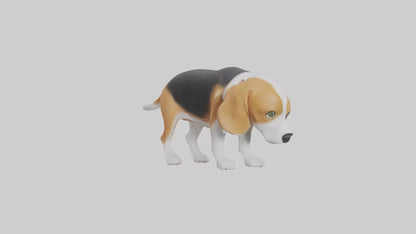 3D model Beagle dog sniffing ground model VR / AR / low-poly