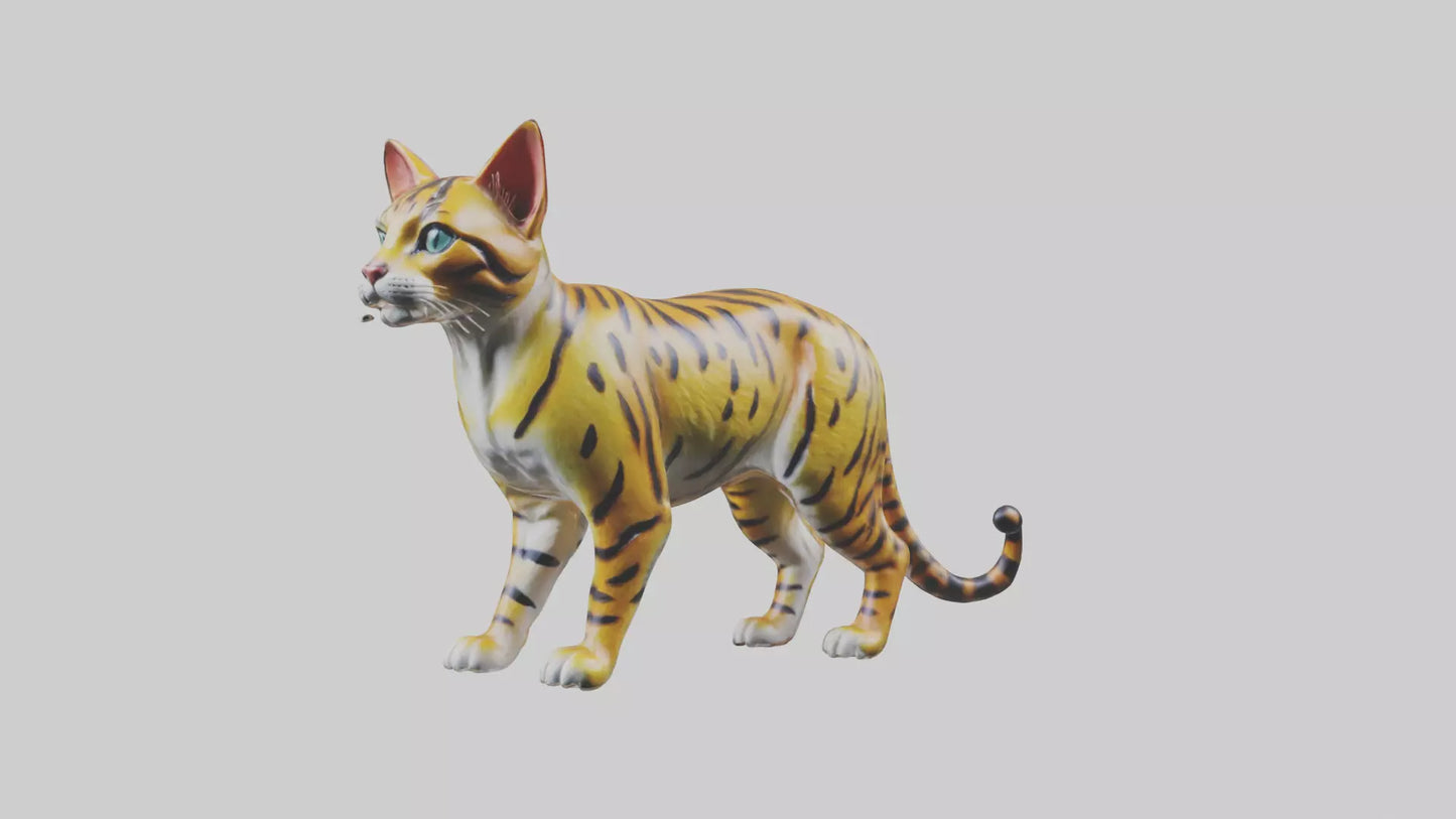 3D model Bengal Cat statue model VR / AR / low-poly