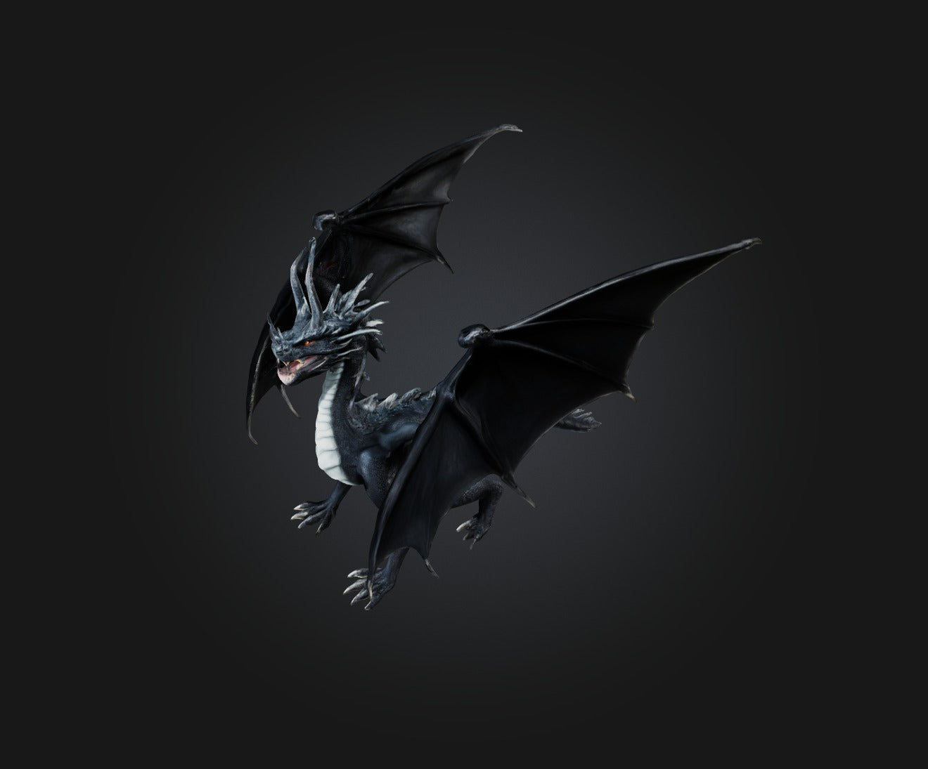 3D model Black Dragon VR / AR / low-poly