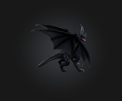 3D model Black Dragon VR / AR / low-poly
