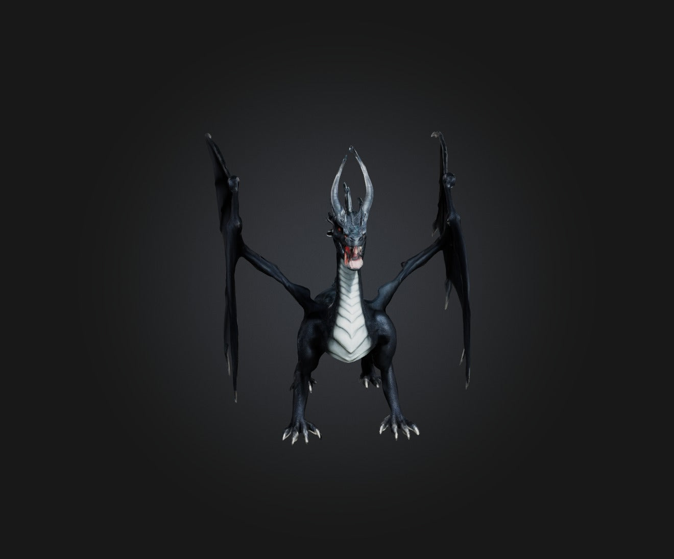 3D model Black Dragon VR / AR / low-poly