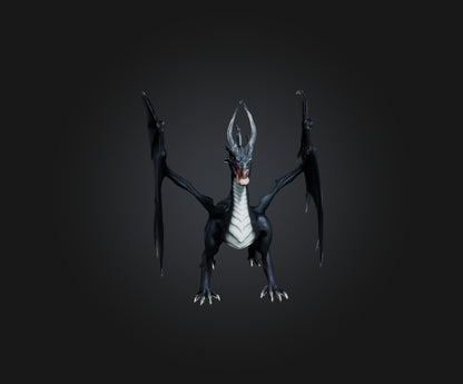 3D model Black Dragon VR / AR / low-poly