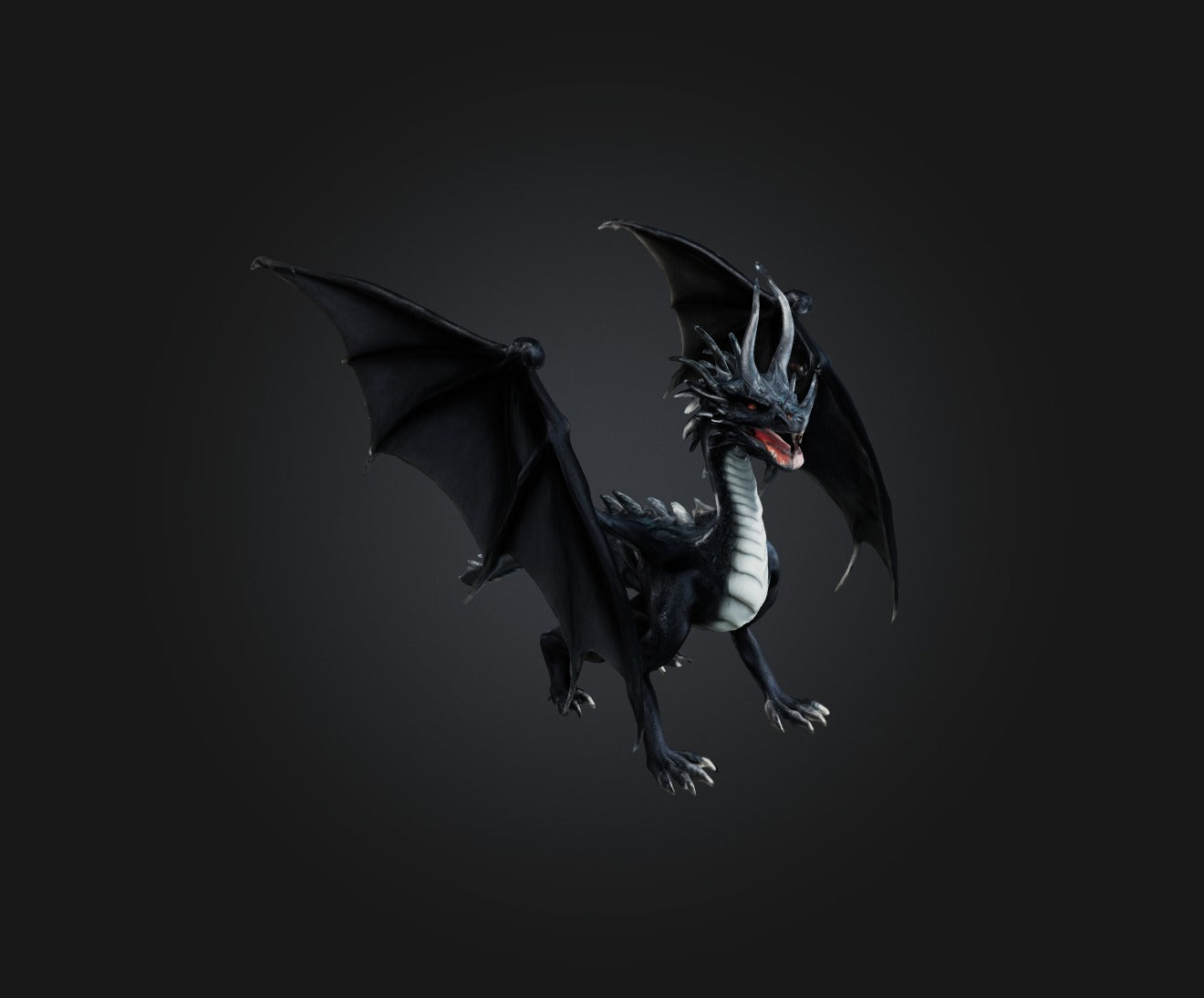 3D model Black Dragon VR / AR / low-poly