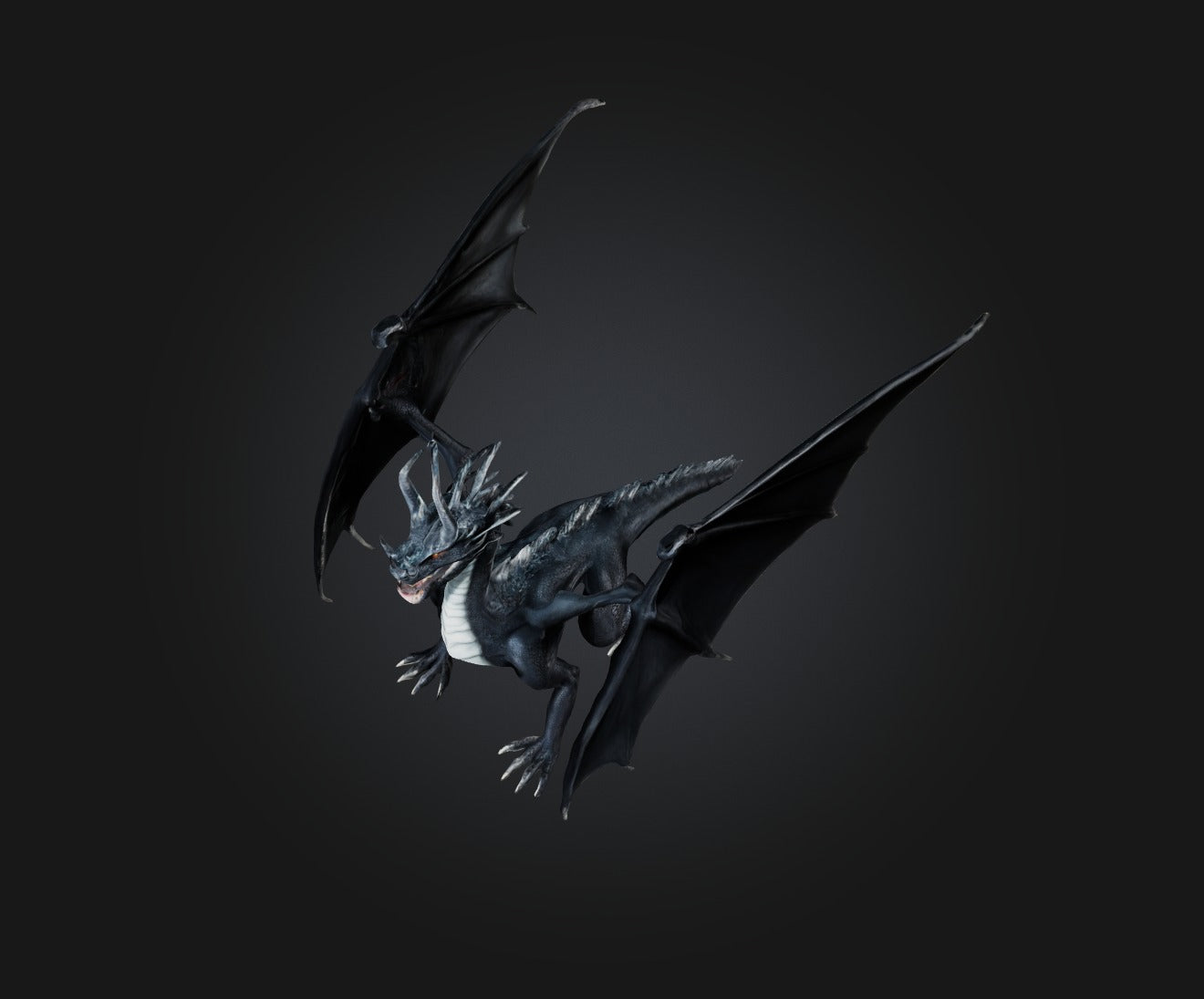 3D model Black Dragon VR / AR / low-poly