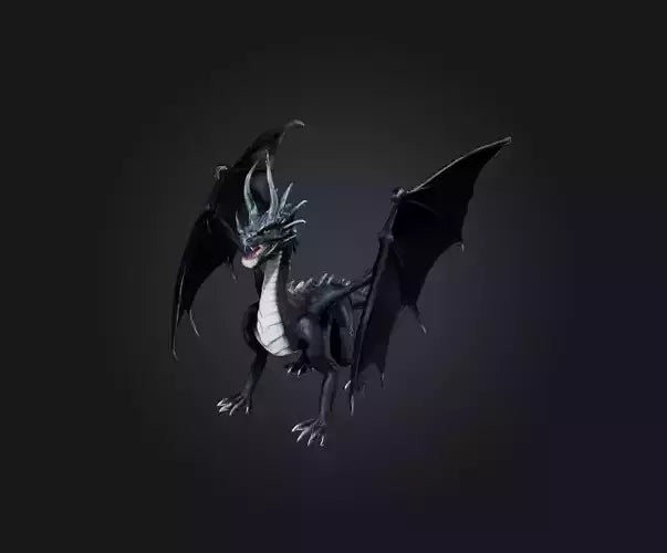 3D model Black Dragon VR / AR / low-poly