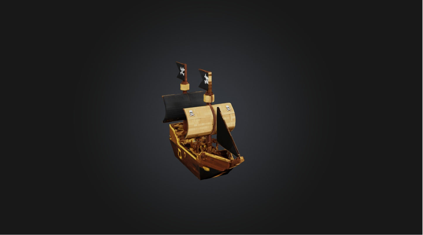 3D model Blocky Pirate Ship   VR / AR / low-poly