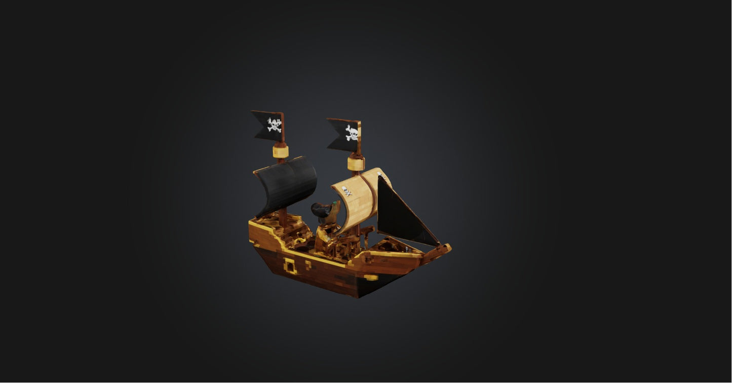 3D model Blocky Pirate Ship   VR / AR / low-poly