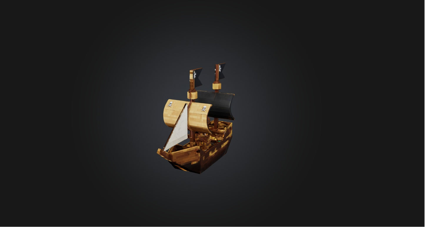 3D model Blocky Pirate Ship   VR / AR / low-poly