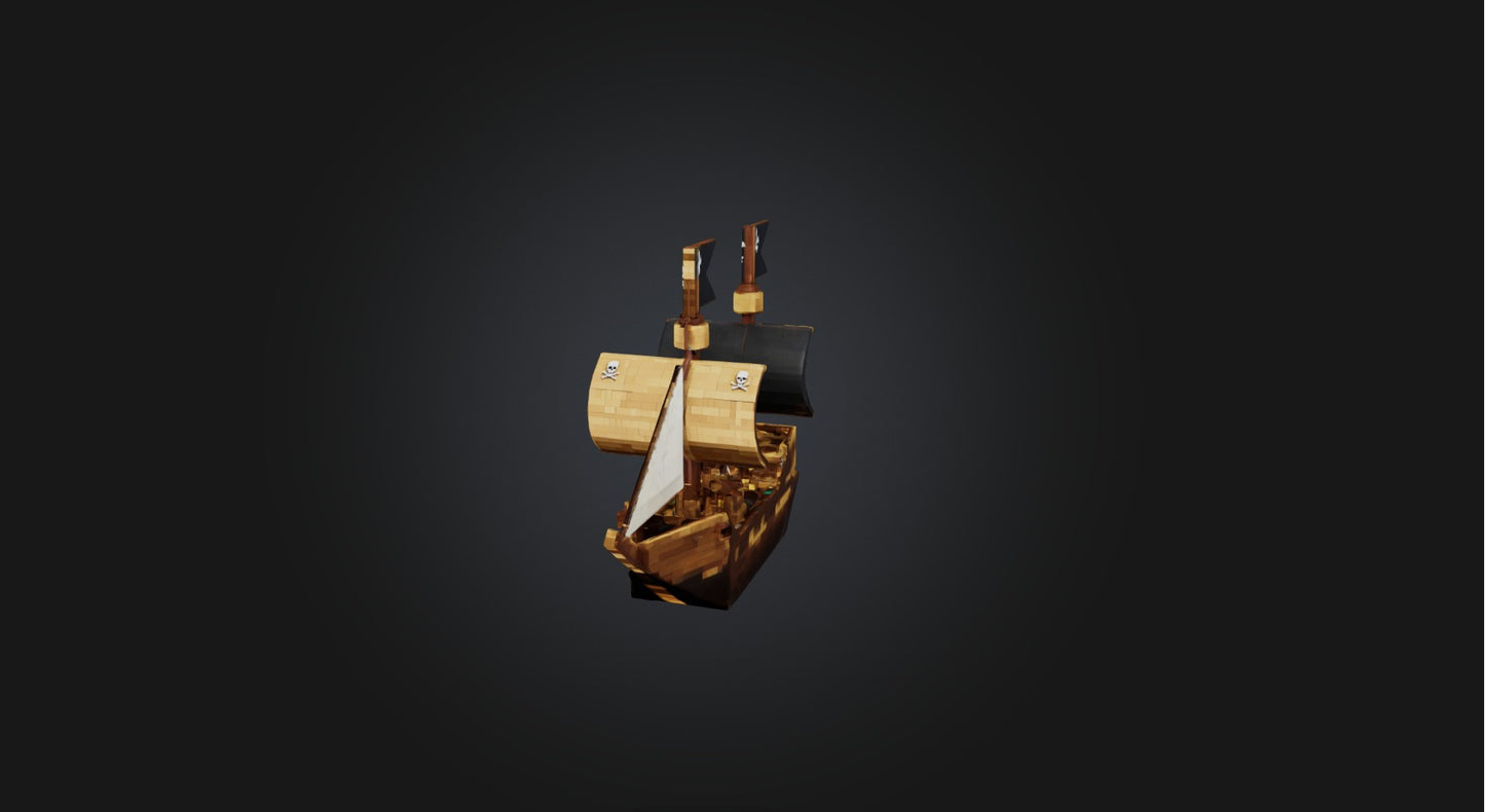 3D model Blocky Pirate Ship   VR / AR / low-poly
