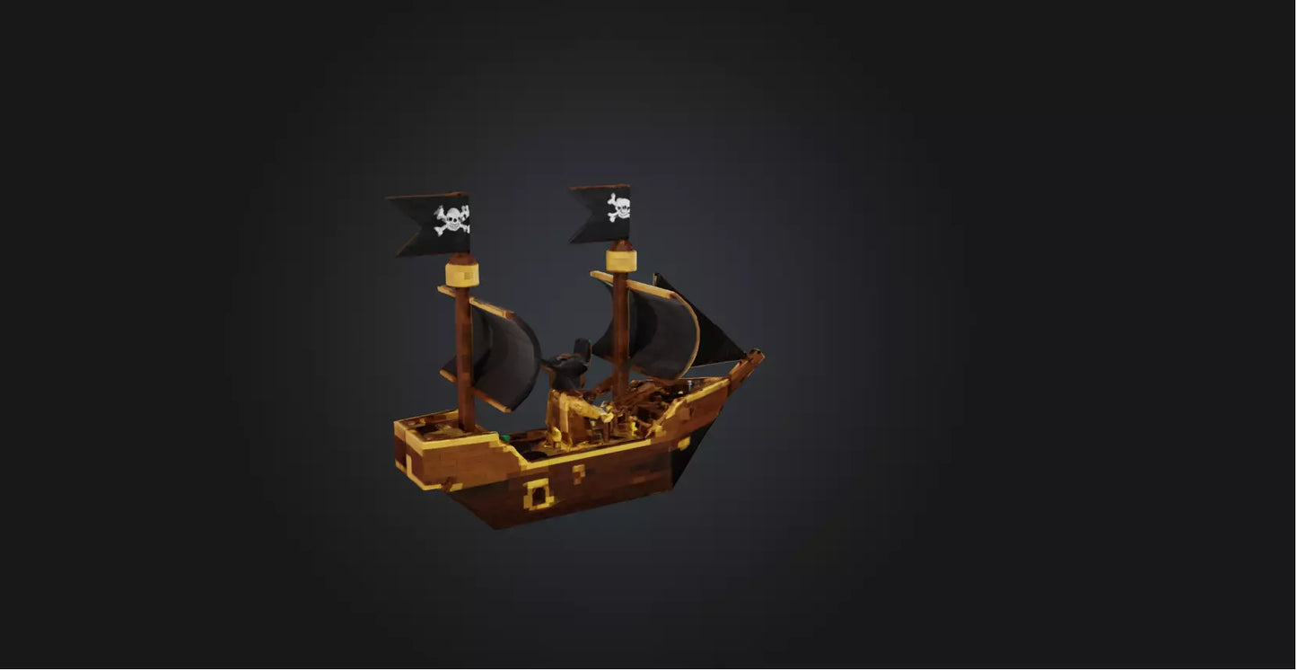 3D model Blocky Pirate Ship   VR / AR / low-poly