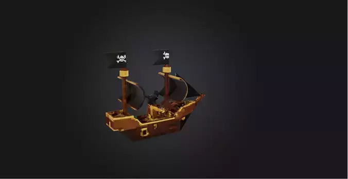 3D model Blocky Pirate Ship   VR / AR / low-poly