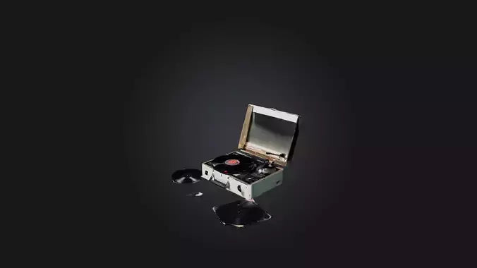 3D model Broken Record Player VR / AR / low-poly