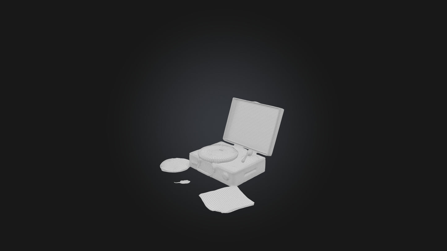 3D model Broken Record Player VR / AR / low-poly