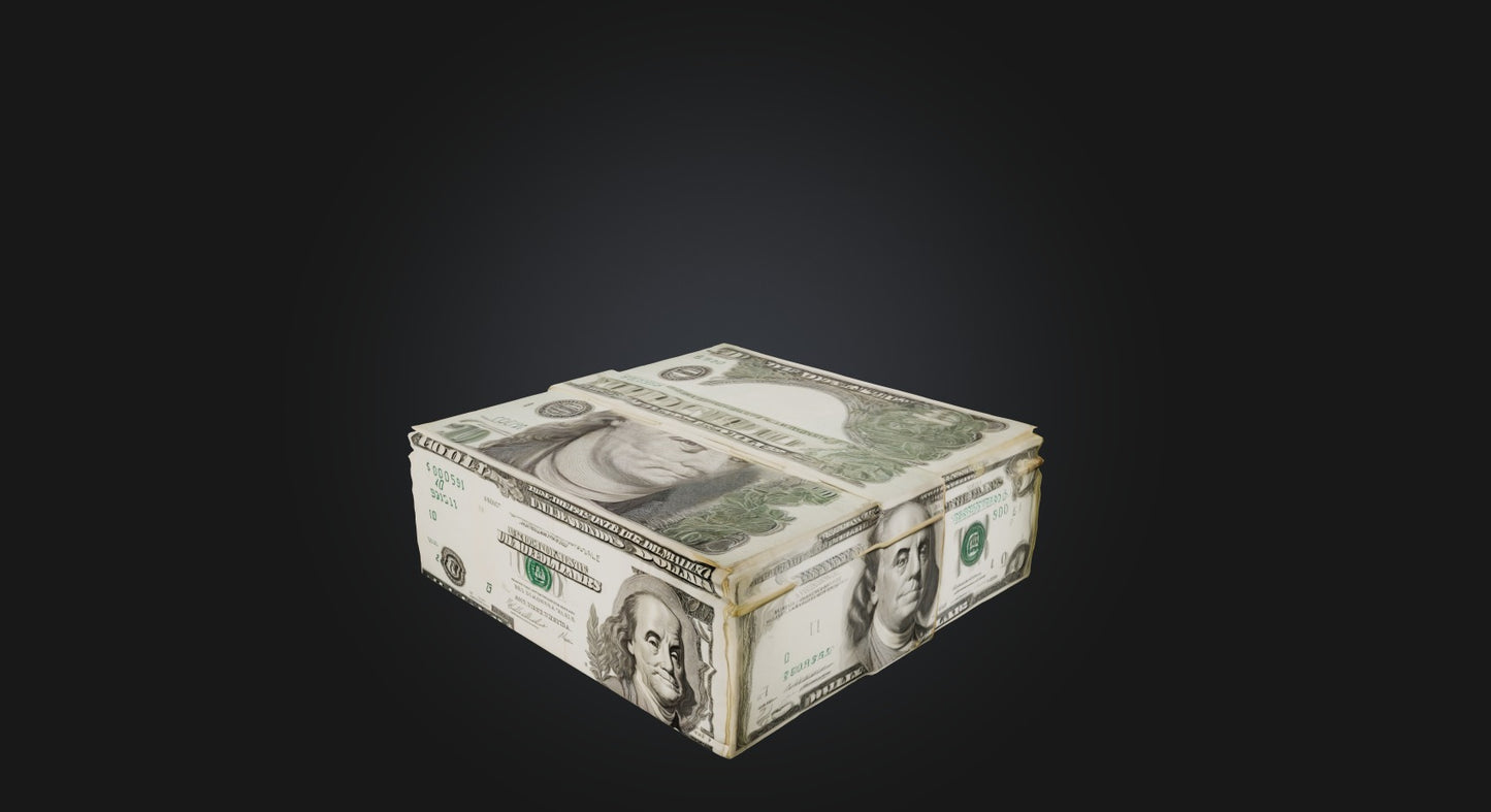 3D model bundle of dollars  VR / AR / low-poly