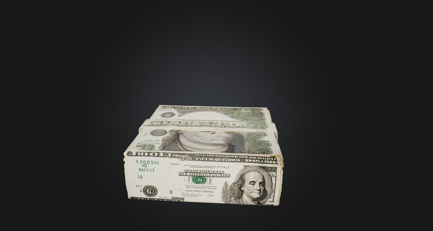 3D model bundle of dollars  VR / AR / low-poly