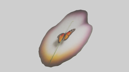 3D model Butterfly landing on flower model VR / AR / low-poly