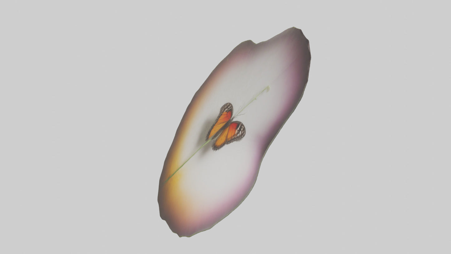 3D model Butterfly landing on flower model VR / AR / low-poly