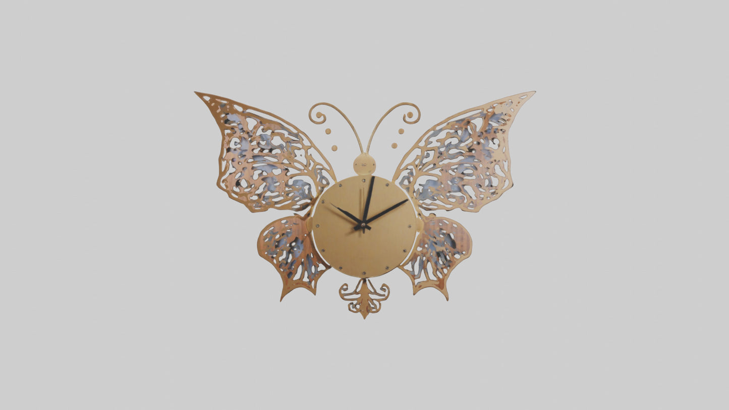 ButterflyShaped Wall Clock model VR / AR / low-poly