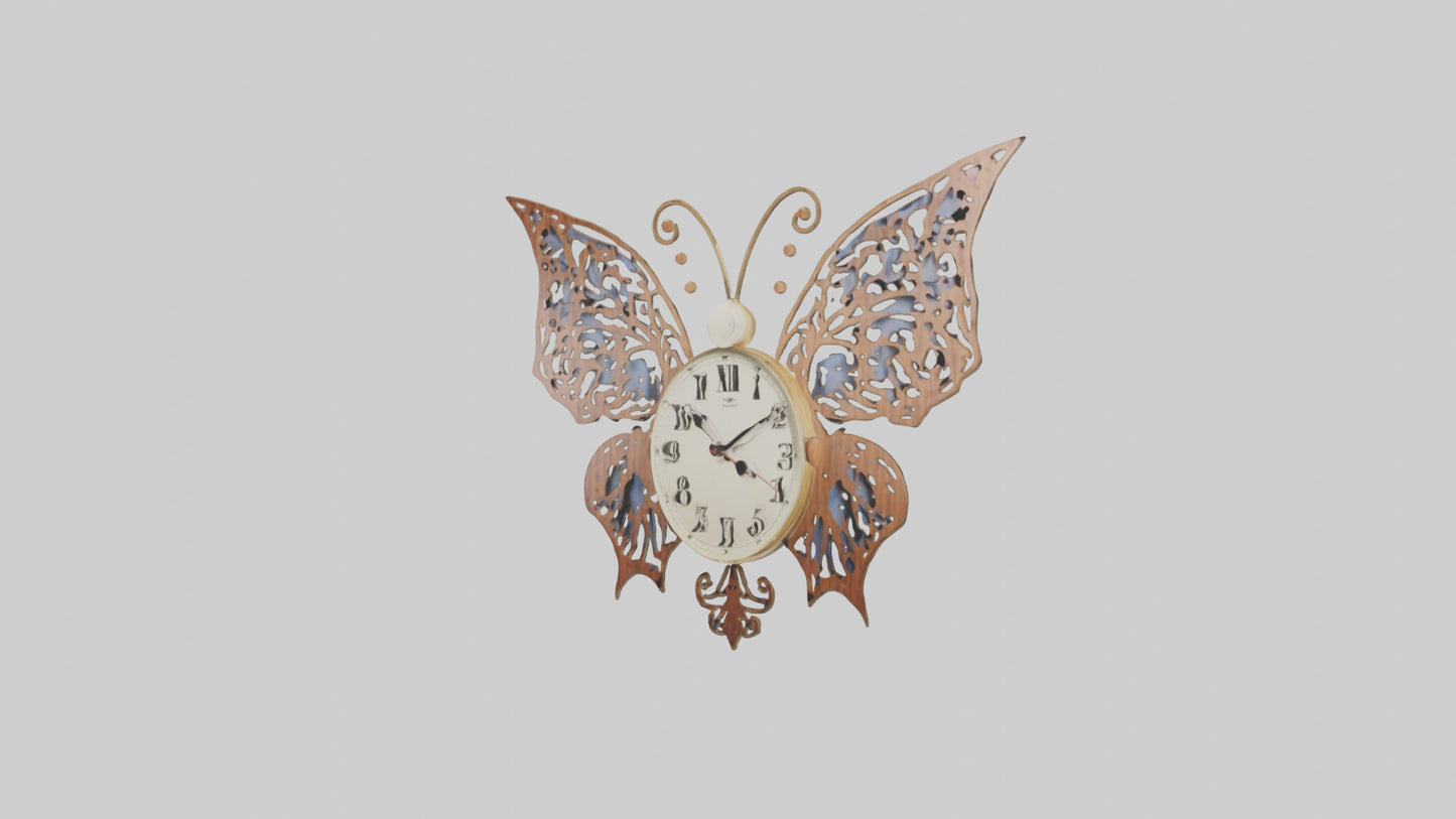 ButterflyShaped Wall Clock model VR / AR / low-poly