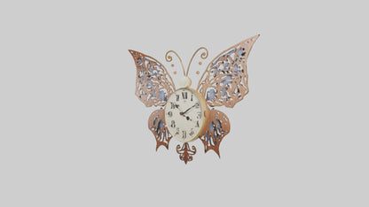 ButterflyShaped Wall Clock model VR / AR / low-poly