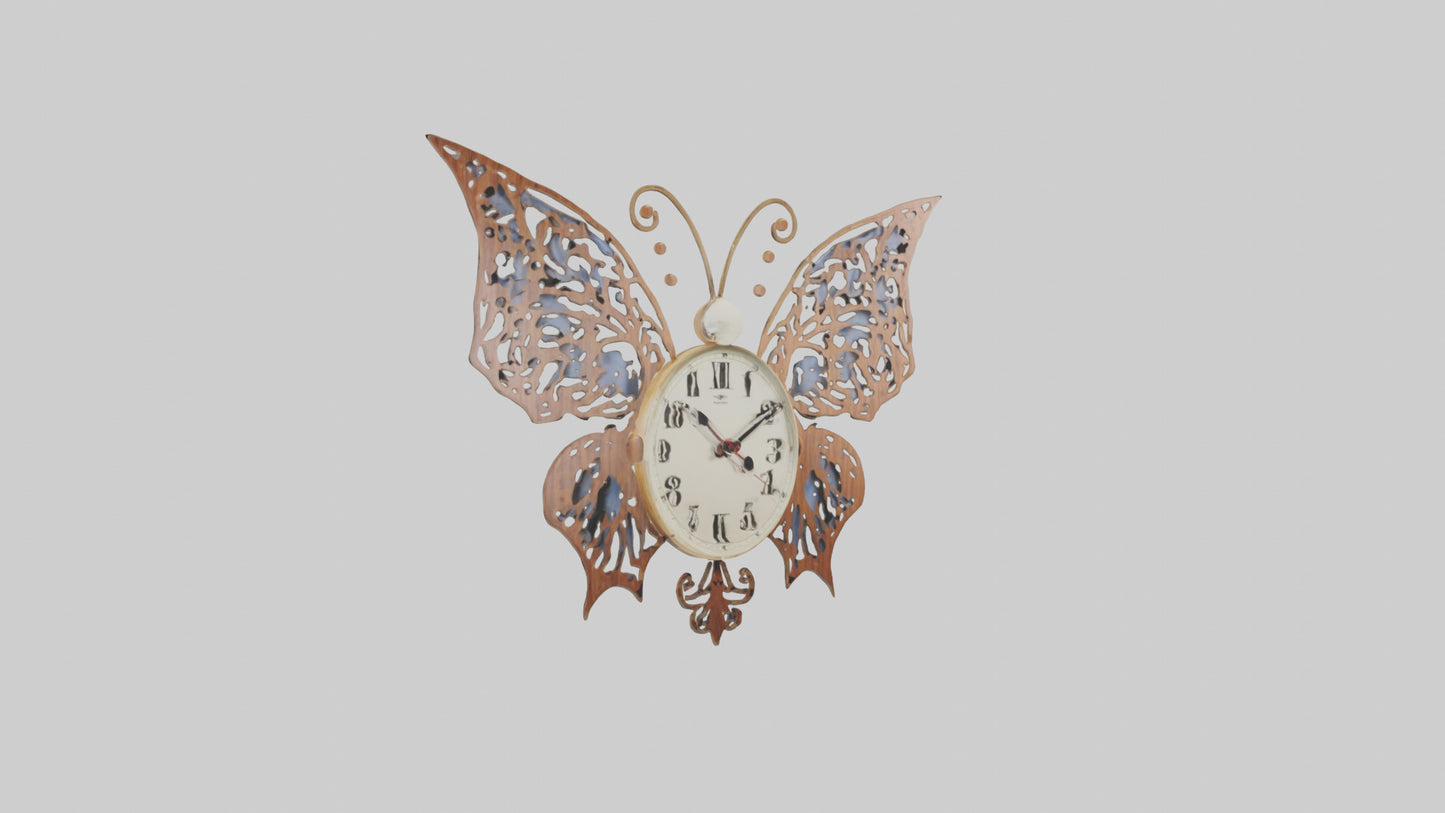 ButterflyShaped Wall Clock model VR / AR / low-poly