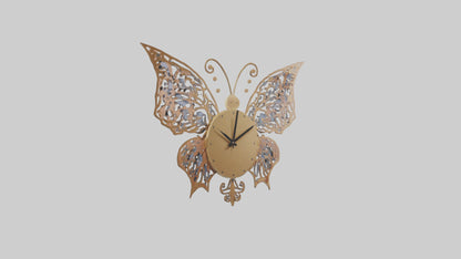 ButterflyShaped Wall Clock model VR / AR / low-poly