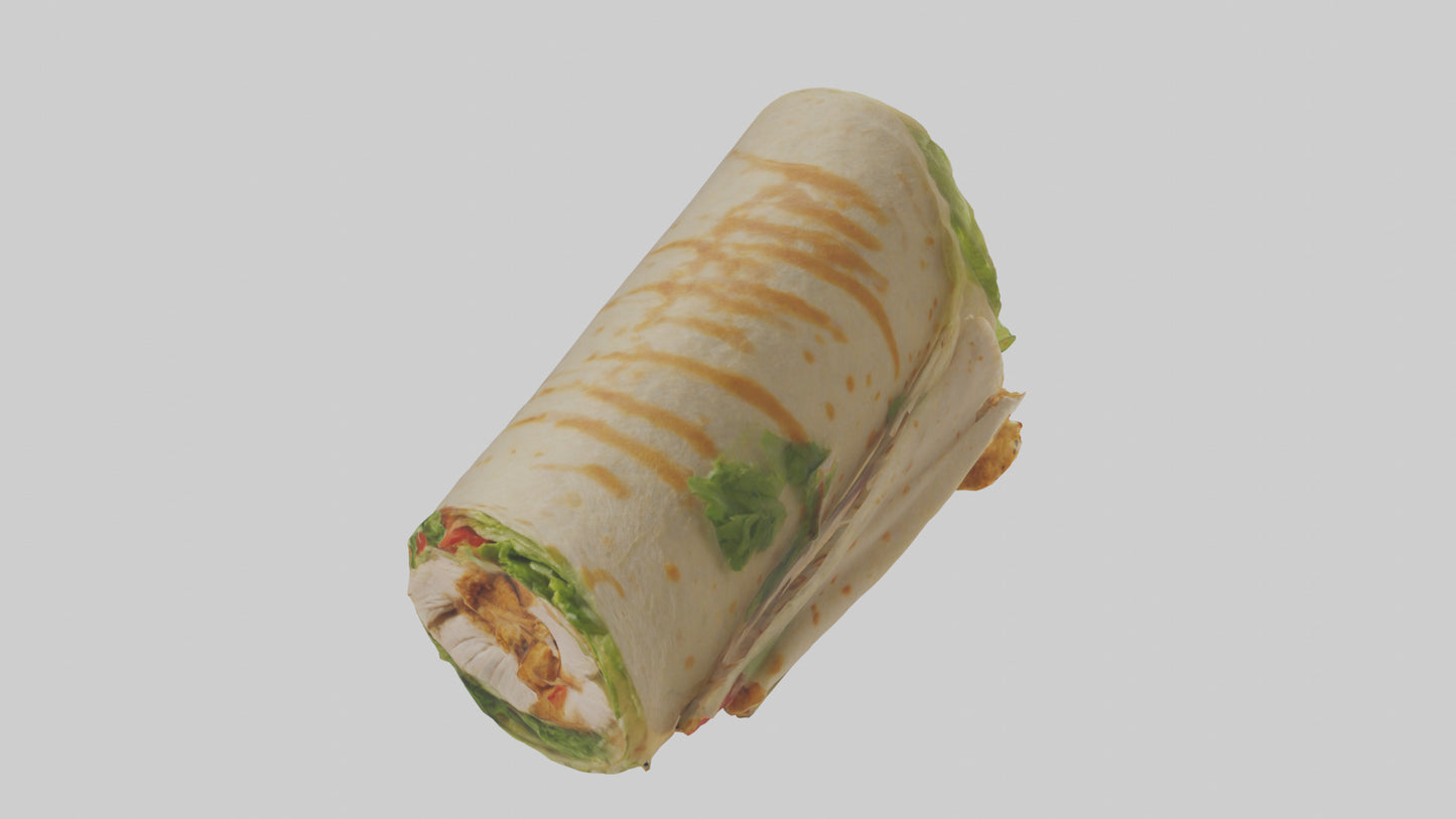 3D model Caesar wrap with chicken model VR / AR / low-poly