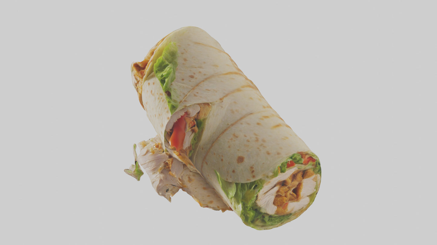3D model Caesar wrap with chicken model VR / AR / low-poly