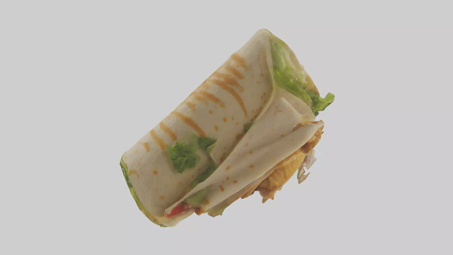 3D model Caesar wrap with chicken model VR / AR / low-poly