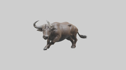 3D model Cape Buffalo charging model VR / AR / low-poly