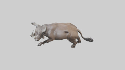3D model Cape Buffalo charging model VR / AR / low-poly