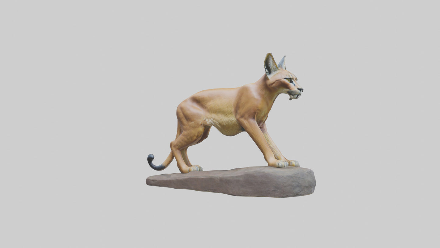 Caracal statue model VR / AR / low-poly