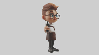 Cartoon Barista Assistant model 3D model