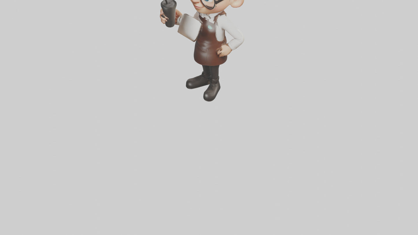 Cartoon Barista Assistant model 3D model