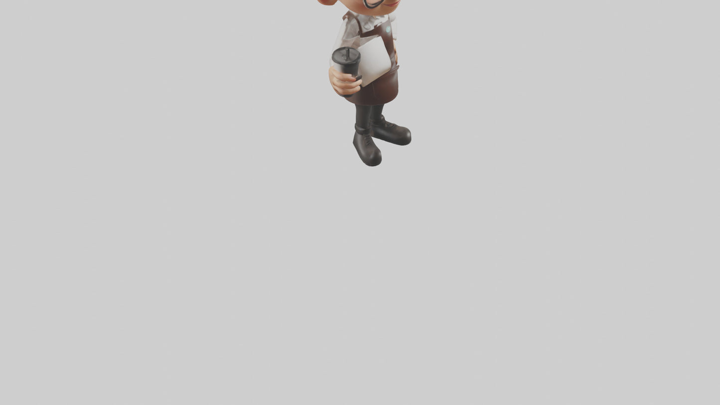 Cartoon Barista Assistant model 3D model