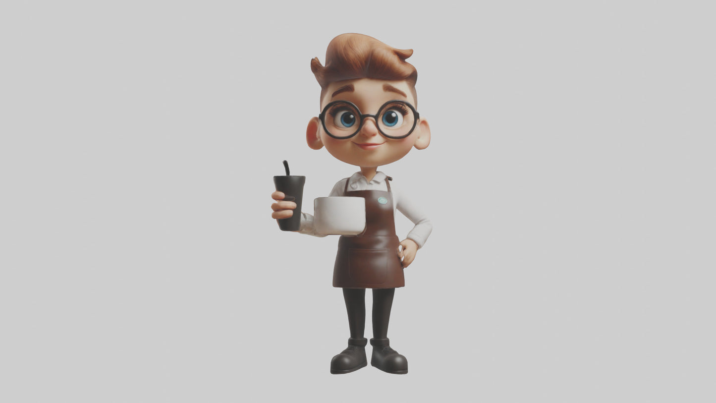 Cartoon Barista Assistant model 3D model