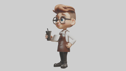 Cartoon Barista Assistant model 3D model