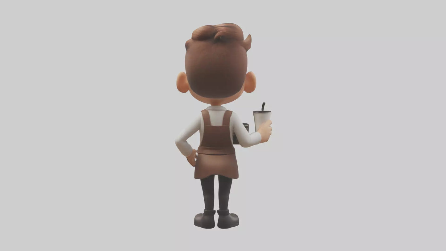 Cartoon Barista Assistant model 3D model