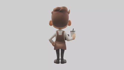 Cartoon Barista Assistant model 3D model