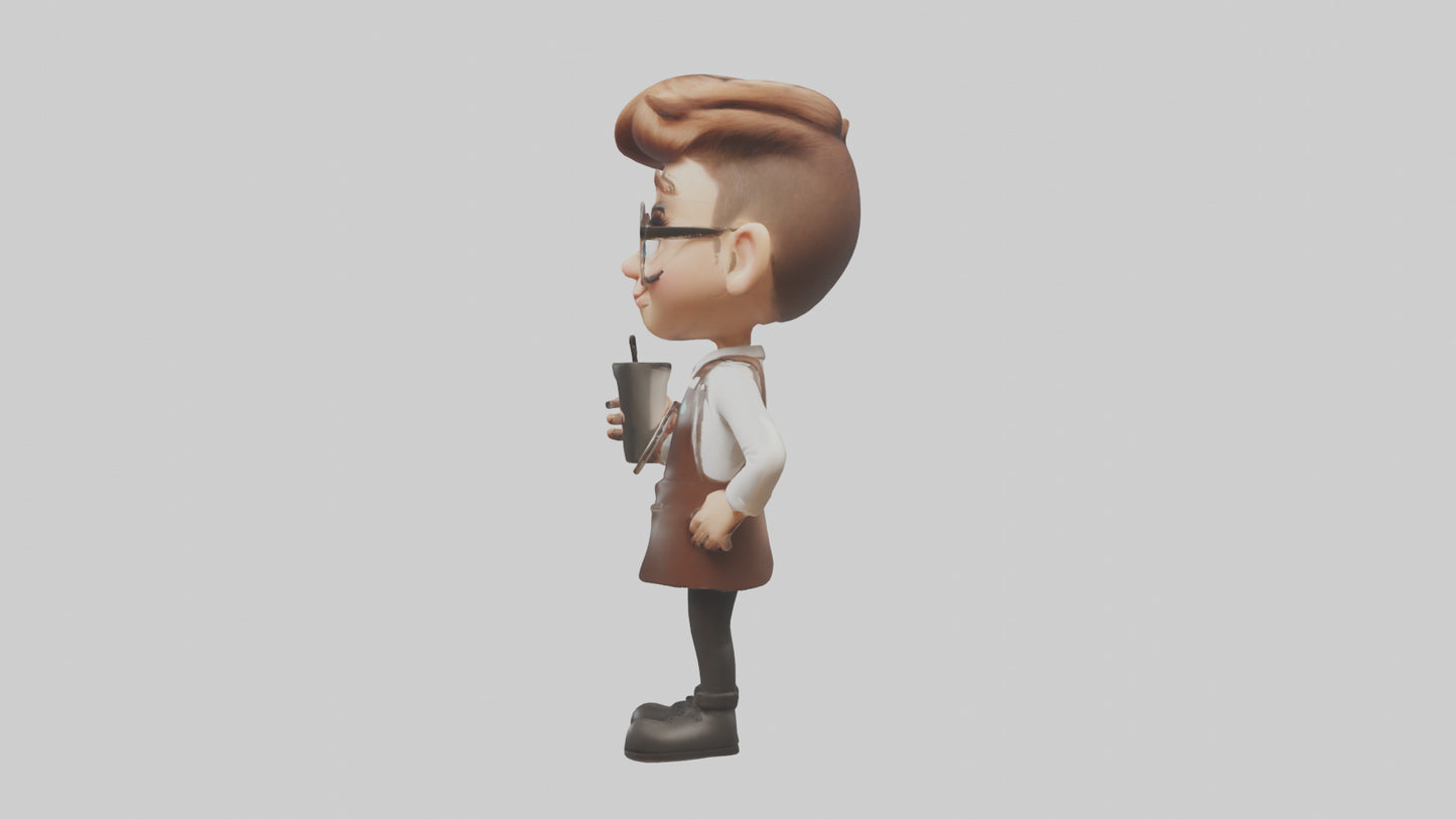 Cartoon Barista Assistant model 3D model
