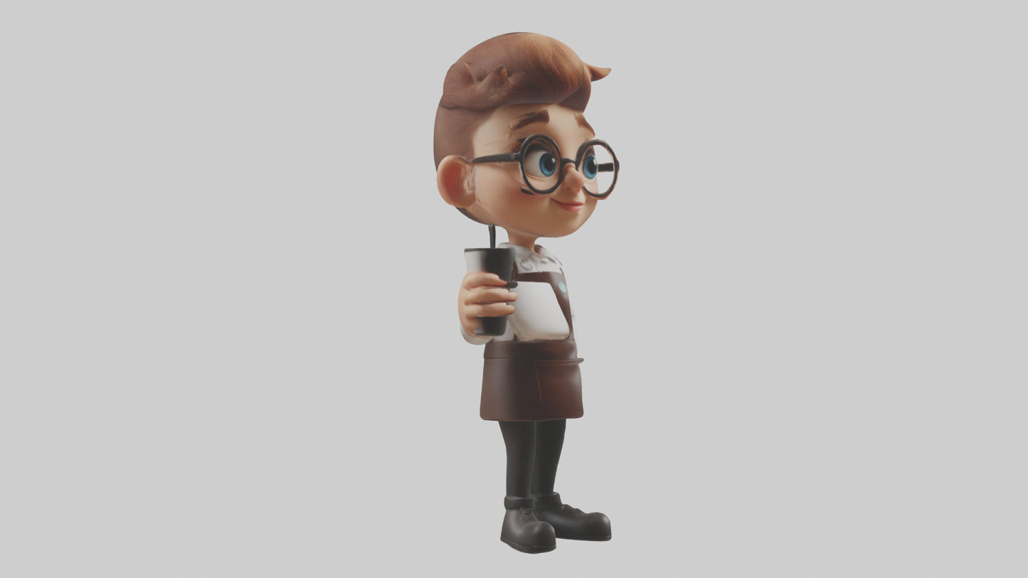 Cartoon Barista Assistant model 3D model