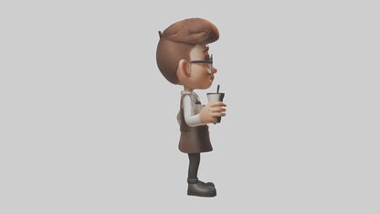 Cartoon Barista Assistant model 3D model