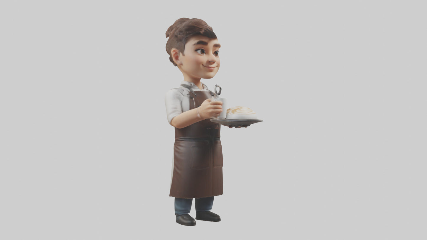 Cartoon Barista model 3D model