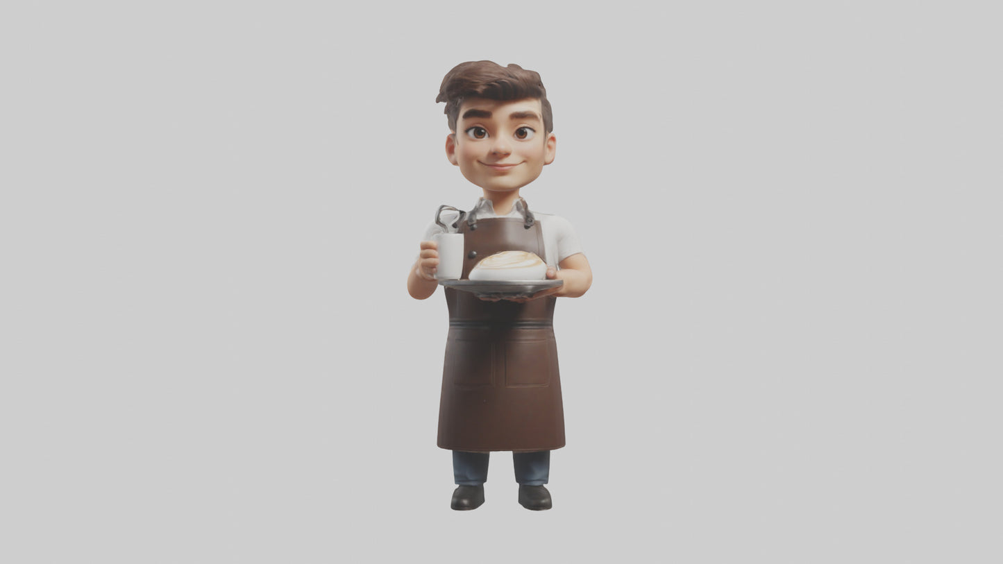 Cartoon Barista model 3D model